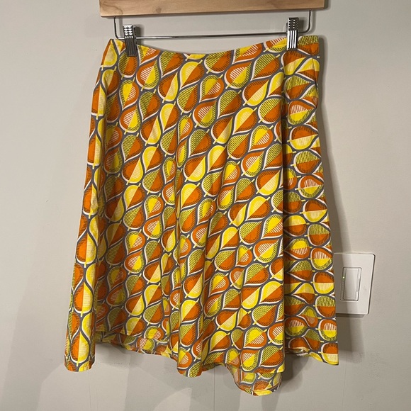VINTAGE | Handmade geometric abstract print orange yellow a-line skirt - Picture 4 of 10